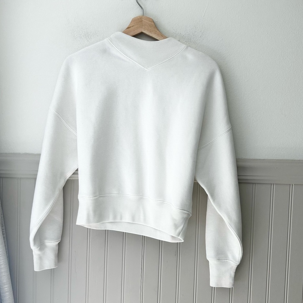 Aritzia Wilfred Free XS Katy Cropped Mockneck Sweatshirt Crisp White